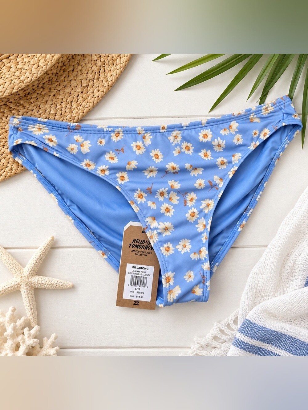 🌼 Billabong Don’t Be Blue Lowrider Bikini Bottom – Size L/12 – NWT
